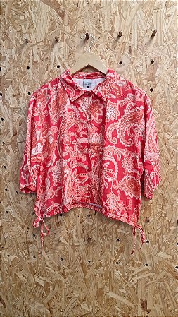 Camisa Ampla Floral Laranja - Tamanho GG