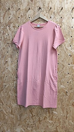 Vestido Tradicional Rosa com Bolso Malwee - Tamanho M