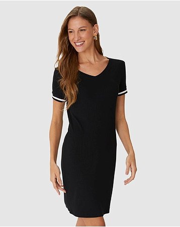 Vestido Midi Curto Canelado Malwee