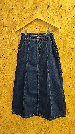 Saia Midi Evase Jeans Malwee