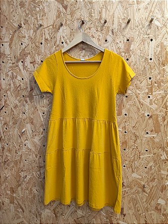 Espaço UP 279 - Vestido Camada Curto Mostarda - P
