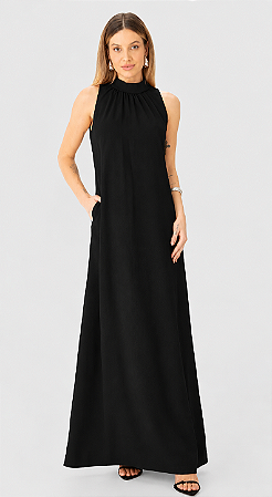ENFIM - 7031- vestido Longo Amplo - Preto