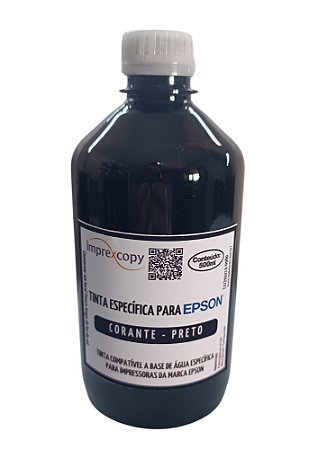 REFIL TINTA CORANTE BULK-INK PRETO 500ML - EPSON COMPATÍVEL