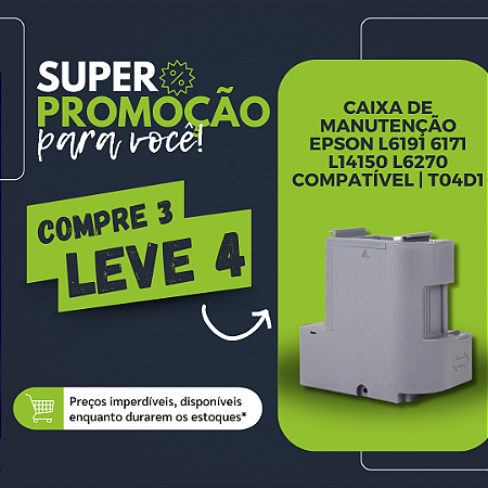 COMPRE 3 LEVE 4  - CAIXA DE MANUTENÇÃO EPSON L6191 6171 L14150 L6270 COMPATÍVEL | T04D1