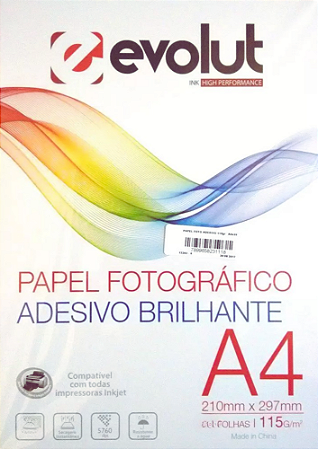 PAPEL FOTOGRÁFICO A4 - 115 GRAMAS PCTE 50 FOLHAS