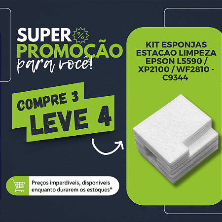 KIT ESPONJAS ESTACAO LIMPEZA EPSON L5590 / XP2100 / WF2810 - C9344 - PROMOCAO 4X3