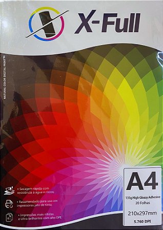 PAPEL FOTOGRÁFICO ADESIVO A4 - 135 GRAMAS PCTE 50 FOLHAS