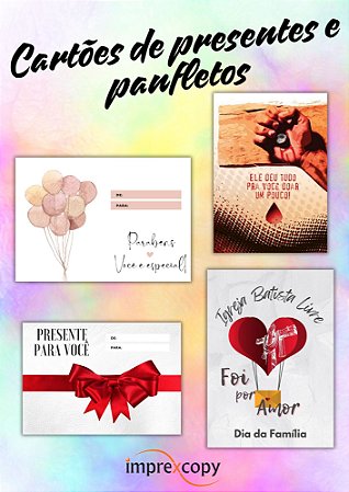 CARTÕES DE PRESENTES E PANFLETOS