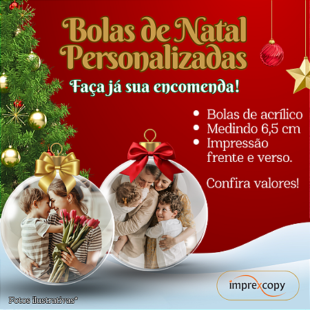 BOLAS DE NATAL PERSONALIZADA COM FOTO