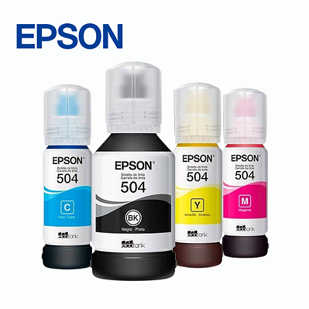 KIT TINTAS EPSON ECOTANK 4 CORES T504 L6171 L6270 I ORIGINAL (504)