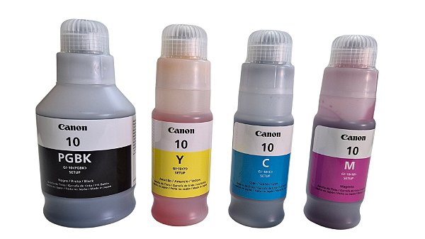 KIT TINTAS CANON - 4 CORES ORIGINAL (GI-10) G6010/ G7010 / GM2010 / GM4010