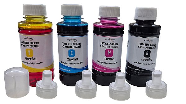 KIT TINTAS REFIL COMPATÍVEL CORANTE - CANON 4 CORES (GI190) G3100 G3110 G4110