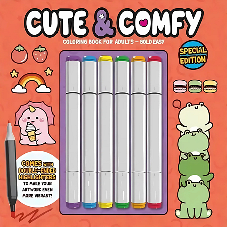 LIVRO DE COLORIR BOLD EASY VOL3CUTE AND COMFY C/ 6 CANETAS TOUTCH