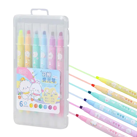 KIT 6 CANETINHAS MARCA TEXTO APAGAVEL