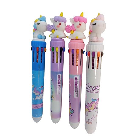 CANETA UNICORNIO 10 CORES