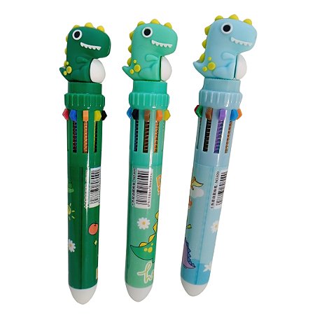 CANETA DINOSSAURO 10 CORES