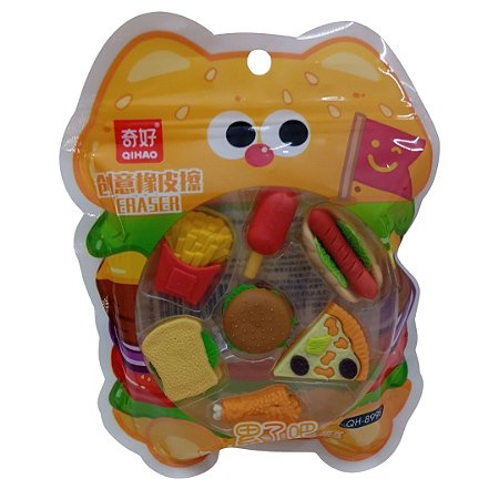 KIT 6 MINI BORRACHAS HAMBURGER