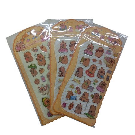 CARTELA DE ADESIVOS CAPIVARA - 9x18cm