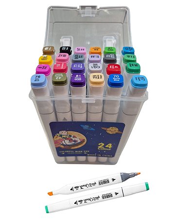 CANETA TOUTCH PONTA DUPLA 24UN BRANCA C/ ESTOJO