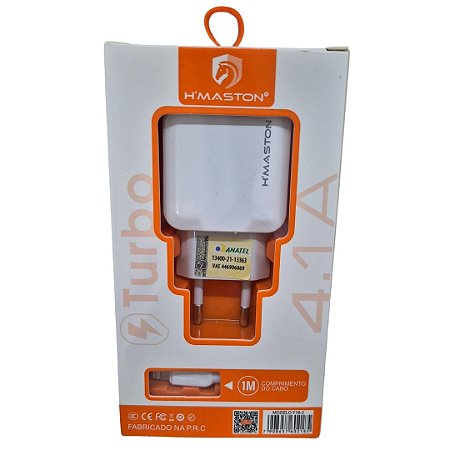 CARREGADOR IOS TURBO HMASTON 2 ENTRADAS + CABO - Y18-2 1M