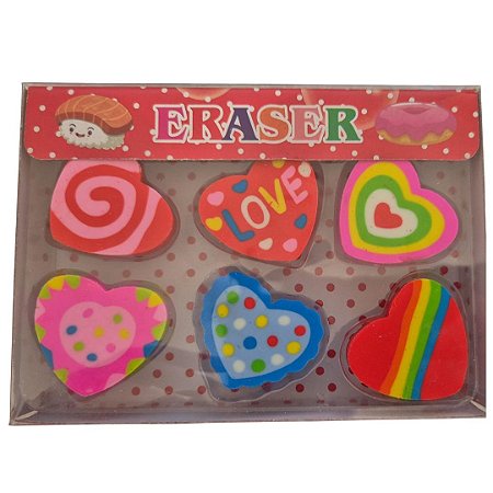 KIT 6 BORRACHAS CORACAO