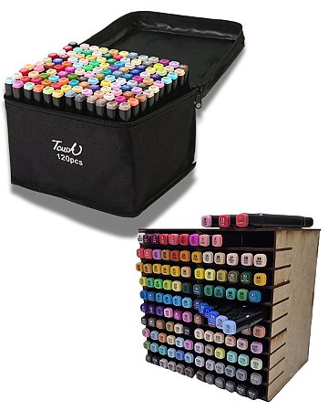 KIT NICHO ORGANIZADOR E CANETAS TOUTCH 120UN (PRETA)