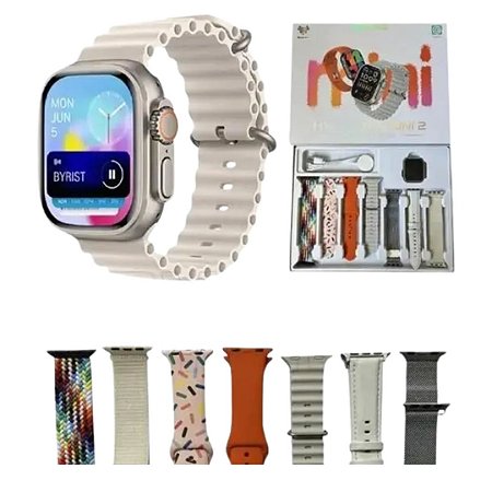 RELÓGIO SMARTWATCH HW MINI 2 - COM 7 PULSEIRAS