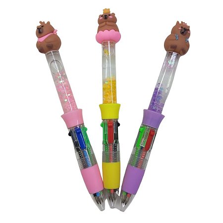 CANETA DE GEL 4 CORES CAPIVARA
