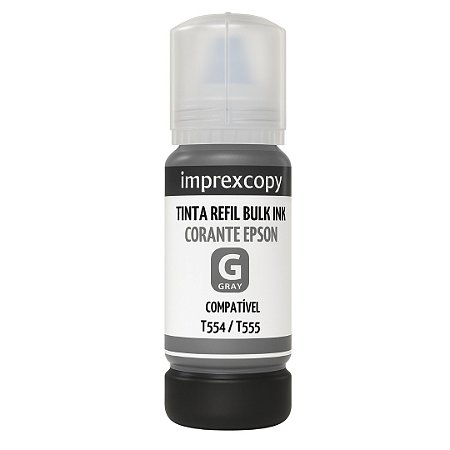 TINTA REFIL COMPATÍVEL ECOTANK T554 / T555 GRAY (CINZA) 70ML - EPSON