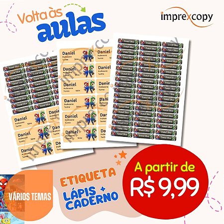 KIT ETIQUETA LÁPIS + CADERNO