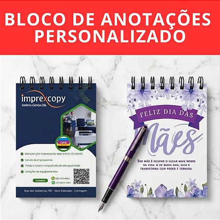 BLOCO DE ANOTAÇÕES PERSONALIZADO A6 / 10,5 X 15