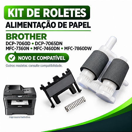 KIT ROLETE DE ALIMENTAÇÃO E SEPARADOR BROTHER DCP7065 7360 7860
