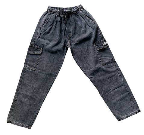 Calça Stickers Cargo Jeans Marmorizada