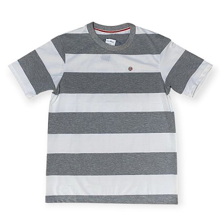 CAMISETA MASCULINA JOHN ROGER LISTRADA - CINZA