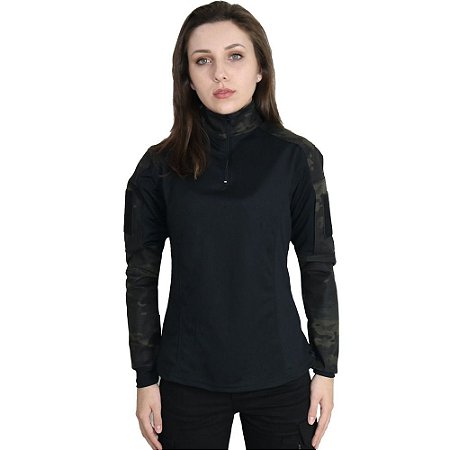 COMBAT SHIRT FEMININA MULTICAM BLACK BÉLICA