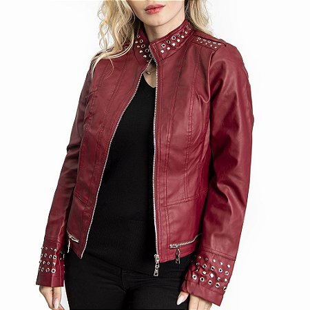 jaqueta biker vermelha