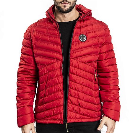 jaqueta puffer masculina vermelha