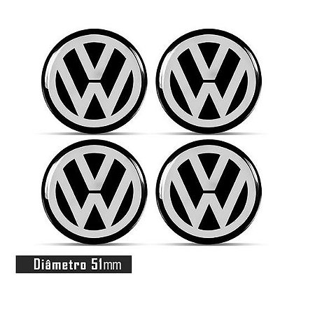 Jogo de Emblemas Resinado Para Calotas Volkswagen 51mm