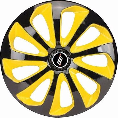 Calota Esportiva Universal Velox Black Yellow Aro 14