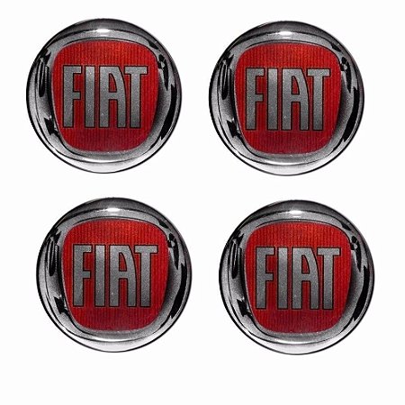 Jogo de Emblemas Para Calotas Fiat Vermelho 48mm