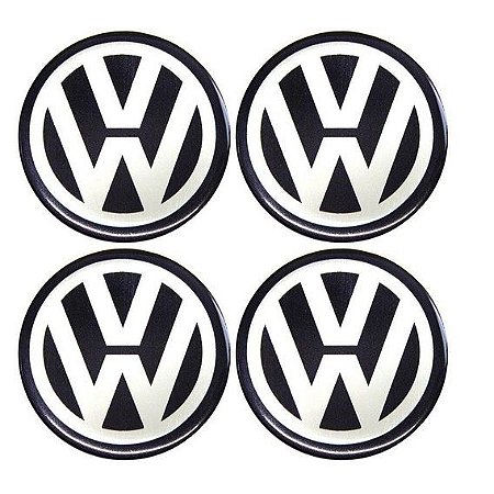 Jogo de Emblema Adesivo Para Calota Volkswagen 55mm