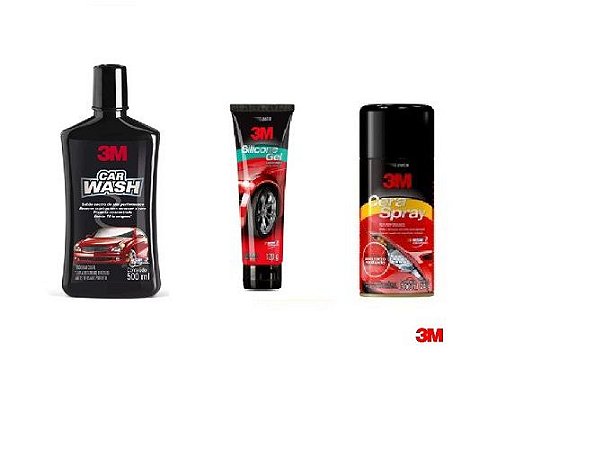 Kit Shampoo Car Wash + Cera Rapida + Silicone Gel 3M