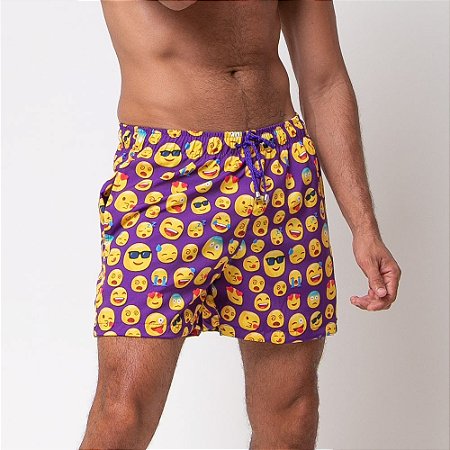 Shorts Tactel Santo Luxo Man Emojis Roxo