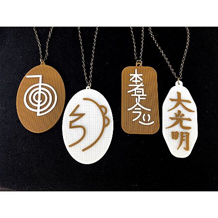 Conjunto com 04 Medalhões - Símbolos do Reiki