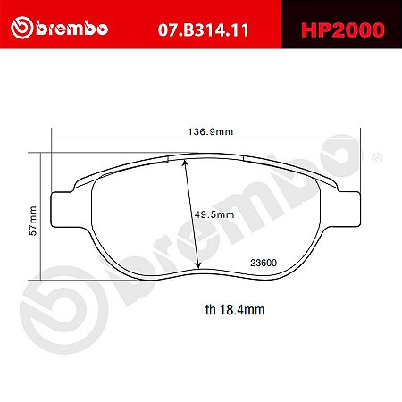 Brembo HP2000 Pads 07.B314.11 - Citroen C4, Xsara, Peugeot 207, 307, 2008 e 408