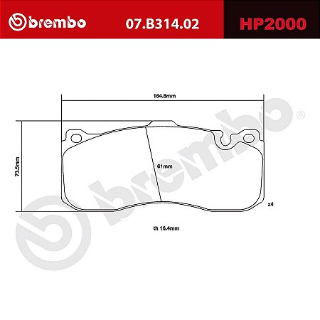 Brembo HP2000 Pads 07.B314.02 - BMW 120i/130i E81, 135i E82, 320i E90