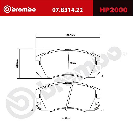 Brembo HP2000 Pads 07.B314.22