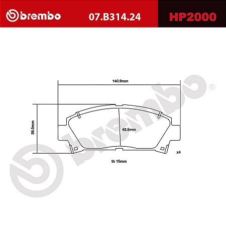 Brembo HP2000 Pads 07.B314.24