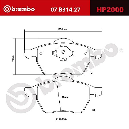 Brembo HP2000 Pads 07.B314.27