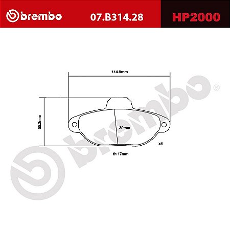 Brembo HP2000 Pads 07.B314.28